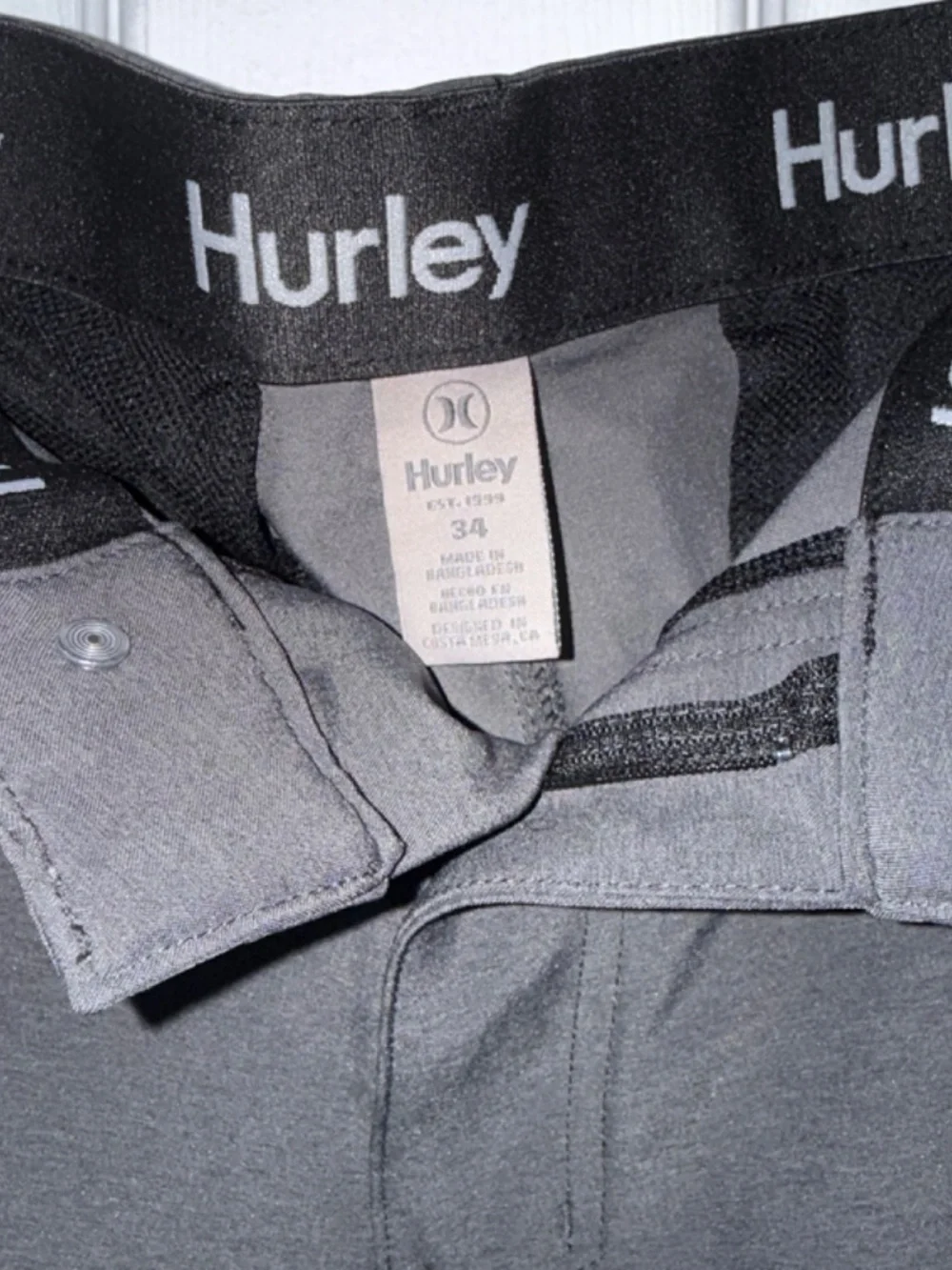 Hurley Stretch Golf Shorts - SIZE 34 - Gray